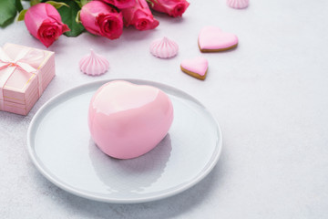 Happy Valentine's day morning with heart shaped mousse cakes.