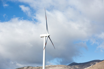 Landscape with Turbine Green Energy Electricity, Windmill for electric power production, Wind turbines generating electricity in mountains