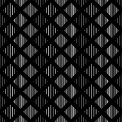 Black white and gray striped rhombus geometric seamless pattern, vector