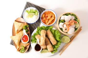 asian meal on white background