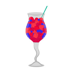 Isolated glass of blueberries cocktail. Vector illustration design