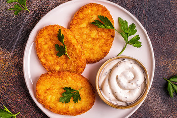 Potato pancakes, hash braun.