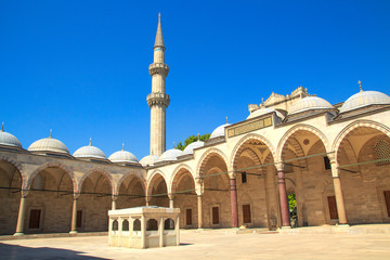 The courtyard of the Suleymaniye Mosque in Istanbul