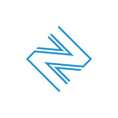letter zn square geometric lines arrows logo vector