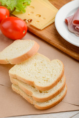 Pile of toast bread slices