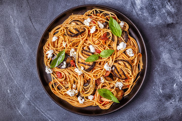 Pasta alla Norma - traditional Italian food.