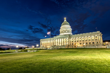 Utah State Capitol in Salt Lake City at Night