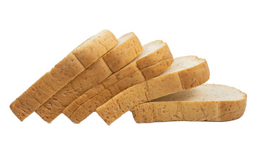 Whole wheat bread on a white background.
