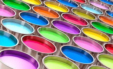 Silver Paint Buckets - 3D Rendering