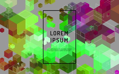 Abstract vector background. Modern composition with cube and lines shape and place for text or message