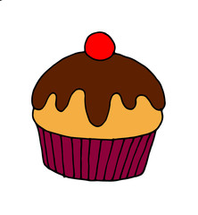 A simple illustration of a delicious and sweet cake with bright colors