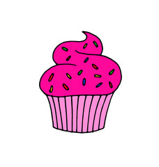 A simple illustration of a delicious and sweet cake with bright colors