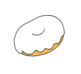 A simple illustration of a donut covered in sweet cream