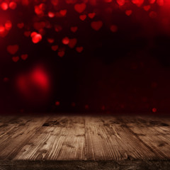 Valentines background with wooden stage