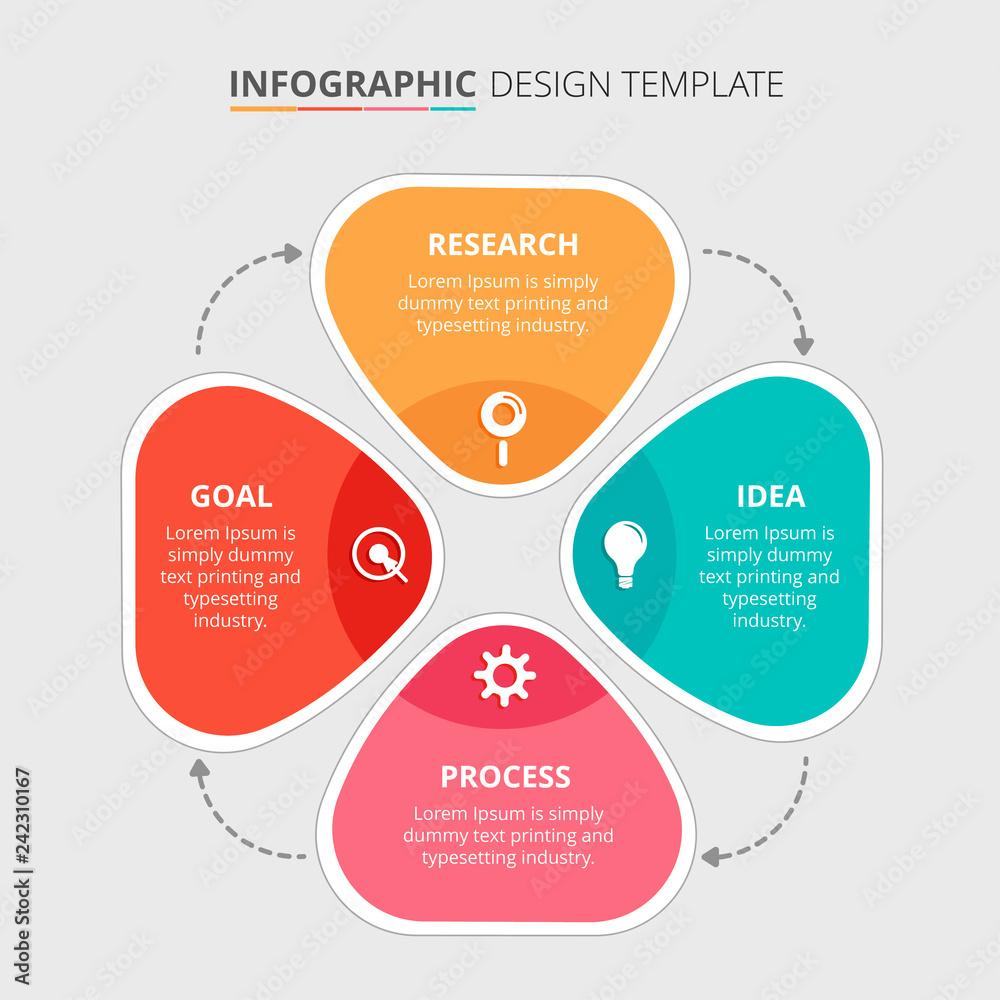 Wall mural process infographic template design with 4 steps - vector illustration