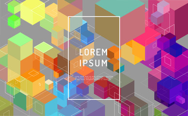 Abstract vector background. Modern composition with cube and lines shape and place for text or message