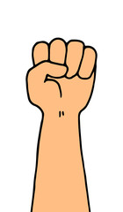 A simple illustration of an arm with a clenched fist