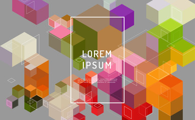Abstract vector background. Modern composition with cube and lines shape and place for text or message