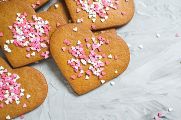 Fototapeta na wymiar Cookies for Valentine's day Pink White Heart Love