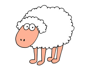Illustration of a funny sheep with a body full of wool