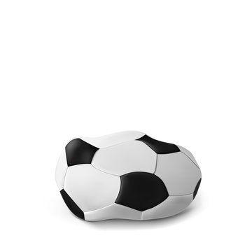Realistic deflated football, soccer ball isolated on white background. Vector illustration of the deflated ball. Classic design