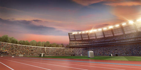 Running track. 3D illustration. Professional athletics stadium © Alex