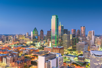 Fototapeta na wymiar Dallas, Texas, USA skyline over Dealey Plaza