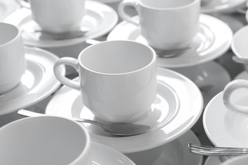 Cups and saucers for coffee