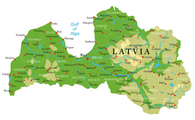 Latvia physical map