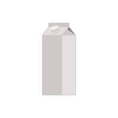 Flat icon mockup of cardboard box of milk isolated on white background. Vector illustration.