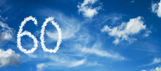 Painted with clouds on a blue background with white clouds number 60