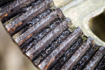 Industrial gear working in factory.