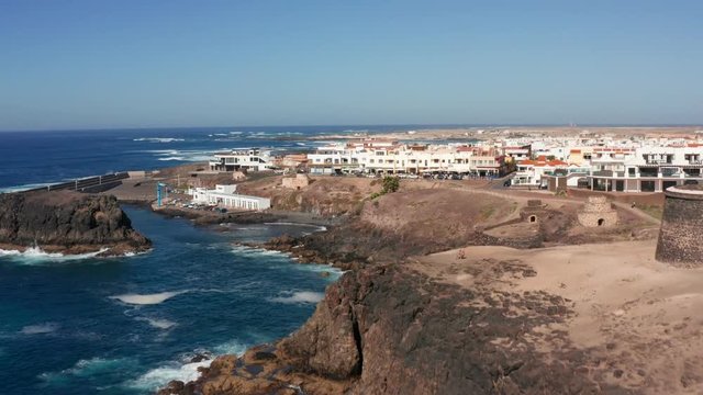 El Cotillo establishing aerial shot, Fuerteventura