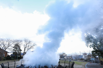 Hot steam out of from ground located at Beppu,Oita,Kyushu,Japan