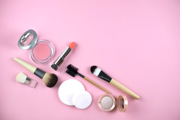 Set of decorative cosmetics for make up.