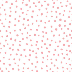 Ładny różowy wzór bez szwu Ręcznie rysowane tapety polka dot dziecinna ozdoba - 242314309