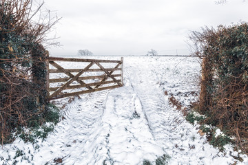 Snowy countryside in cornwall near Malpas Truro England UK 