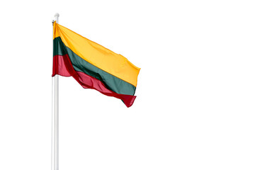 Lithuanian flag waving on white background