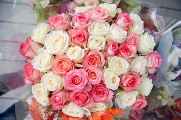 Big bouquet of roses.