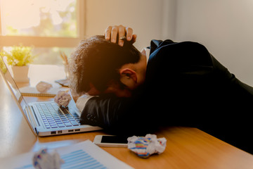 Businessman strain on earnings.