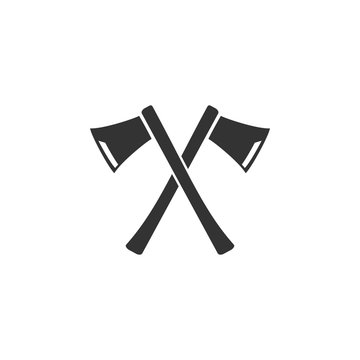 Lumberjack axes crossed icon flat