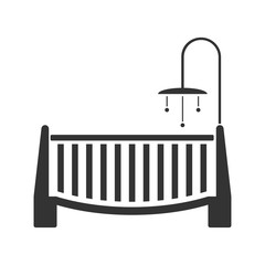 Baby crib icon flat