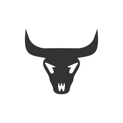 Bull skull icon flat