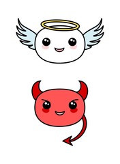 Angel and Devil vector Kawaii icon