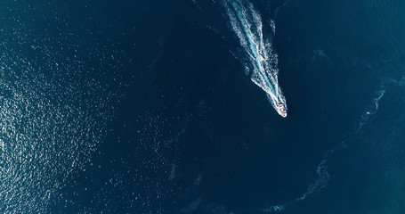 Fototapeta premium wakeboard sport in aerial view, french polynesia