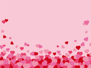 Valentines Day hearts border with pink background