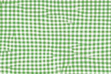 Green picnic blanket fabric with squared patterns and texture - obrazy, fototapety, plakaty