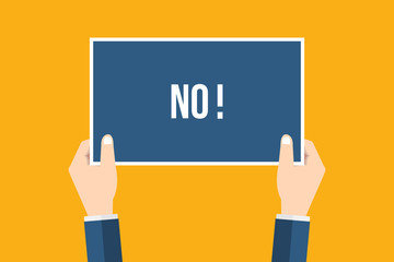 Hands holding placard with 