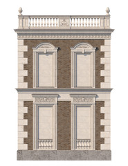 Fototapeta premium Brick facade of a classic-style house with niches in light colors. 3d rendering.
