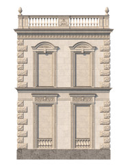Fototapeta premium Stone facade of a classic house with niches. 3d rendering